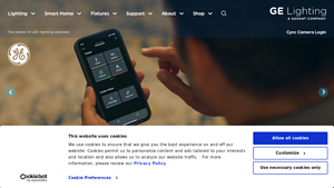 Homepage screenshot for Gelighting – GE Lighting, a Savant company. Discover